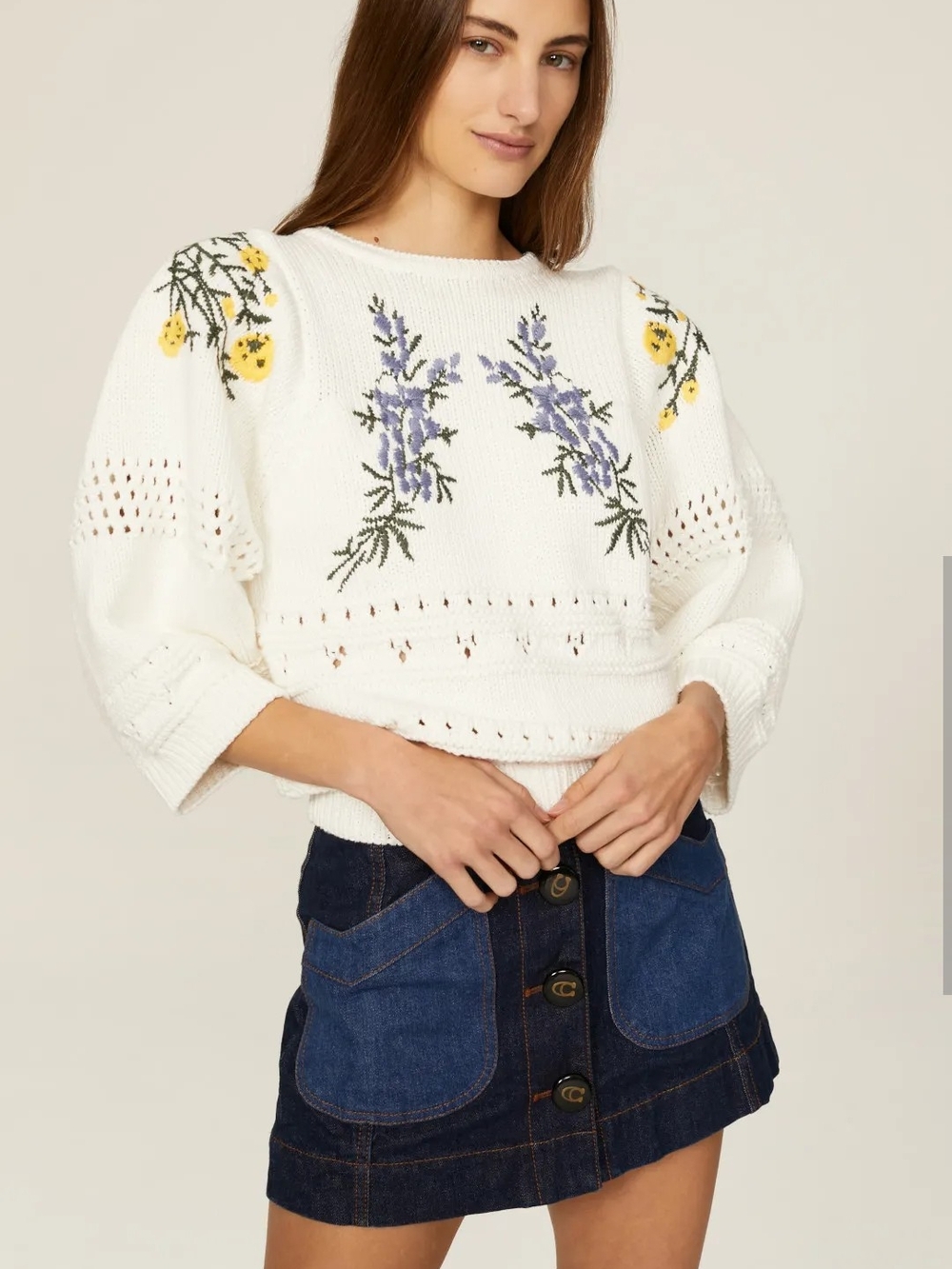 ba&sh White Chunky Knit Sweater